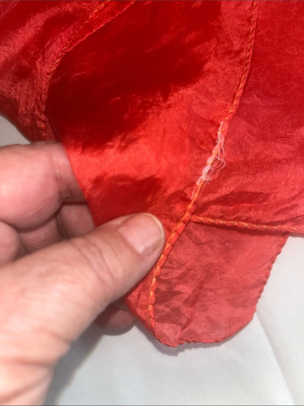 Tomato Red Lightweight Handrolled Hams Silk Scarf - Sheer Accent Piece‎
